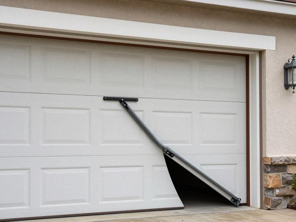 Garage door off track requiring emergency repair service Garage door off track requiring emergency repair service